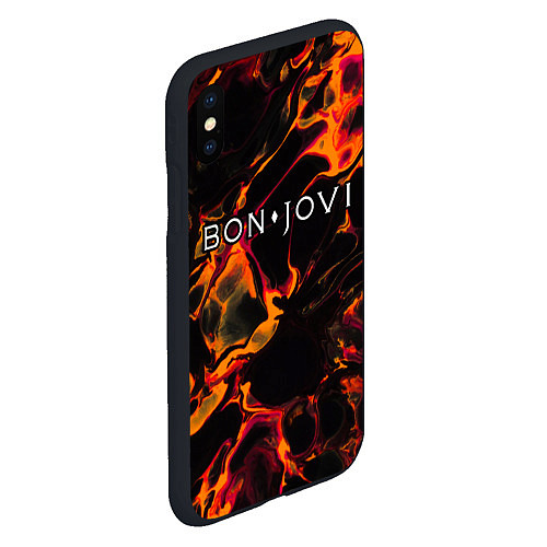 Чехол iPhone XS Max матовый Bon Jovi red lava / 3D-Черный – фото 2