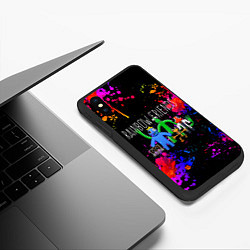 Чехол iPhone XS Max матовый Roblox радужные друзья и брызги красок, цвет: 3D-черный — фото 2