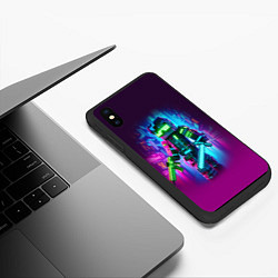 Чехол iPhone XS Max матовый Cyberpunk and Minecraft - collaboration ai art, цвет: 3D-черный — фото 2