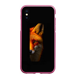 Чехол iPhone XS Max матовый Морда рыжей лисы, цвет: 3D-малиновый