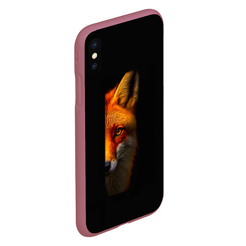 Чехол iPhone XS Max матовый Морда рыжей лисы / 3D-Малиновый – фото 2