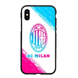 Чехол iPhone XS Max матовый AC Milan neon gradient style, цвет: 3D-черный