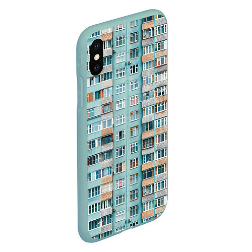 Чехол iPhone XS Max матовый Хрущёвка в голубых тонах / 3D-Мятный – фото 2