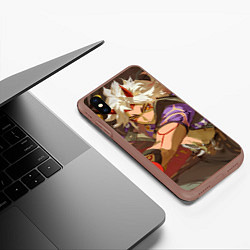 Чехол iPhone XS Max матовый Genshin Impact Аратаки Итто, цвет: 3D-коричневый — фото 2