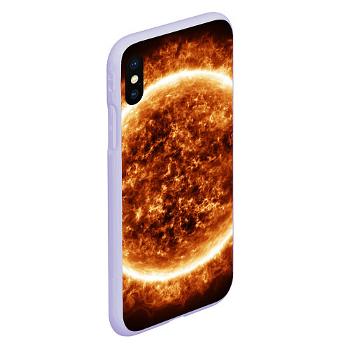 Чехол iPhone XS Max матовый Пылающее солнце крупным планом / 3D-Светло-сиреневый – фото 2