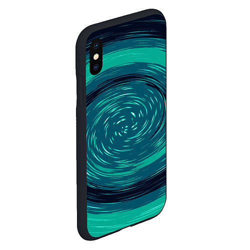 Чехол iPhone XS Max матовый Сине-зелёный спираль / 3D-Черный – фото 2