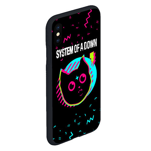 Чехол iPhone XS Max матовый System of a Down - rock star cat / 3D-Черный – фото 2