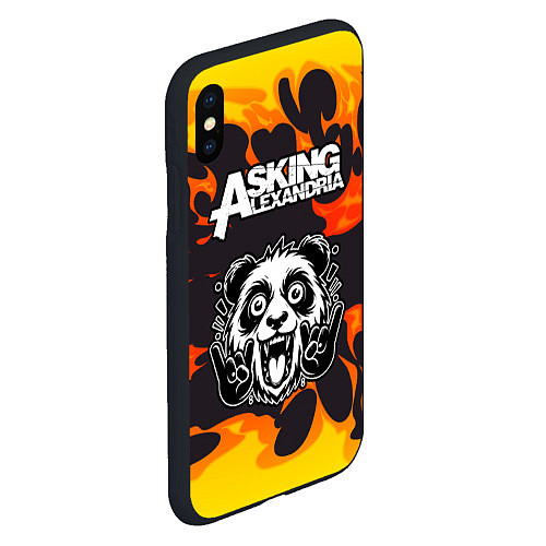 Чехол iPhone XS Max матовый Asking Alexandria рок панда и огонь / 3D-Черный – фото 2