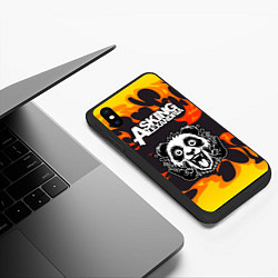 Чехол iPhone XS Max матовый Asking Alexandria рок панда и огонь, цвет: 3D-черный — фото 2