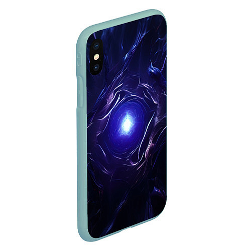 Чехол iPhone XS Max матовый Синее абстрактное сияние / 3D-Мятный – фото 2