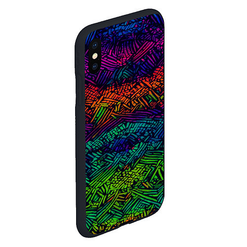 Чехол iPhone XS Max матовый Мистический неоновый паттерн / 3D-Черный – фото 2