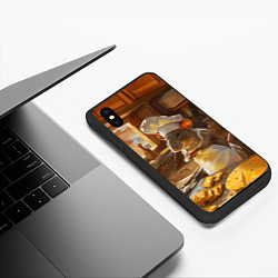 Чехол iPhone XS Max матовый Крыса повар готовит на кухне, цвет: 3D-черный — фото 2