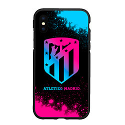 Чехол iPhone XS Max матовый Atletico Madrid - neon gradient, цвет: 3D-черный
