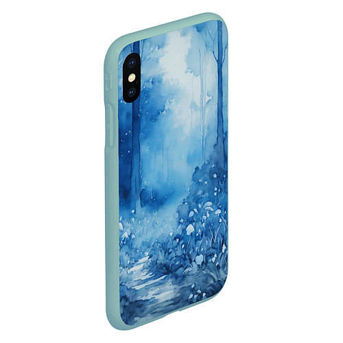 Чехол iPhone XS Max матовый Грибной лесок / 3D-Мятный – фото 2