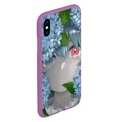 Чехол iPhone XS Max матовый Touhou Project Когаса Татара слёзы на глазах, цвет: 3D-фиолетовый — фото 2