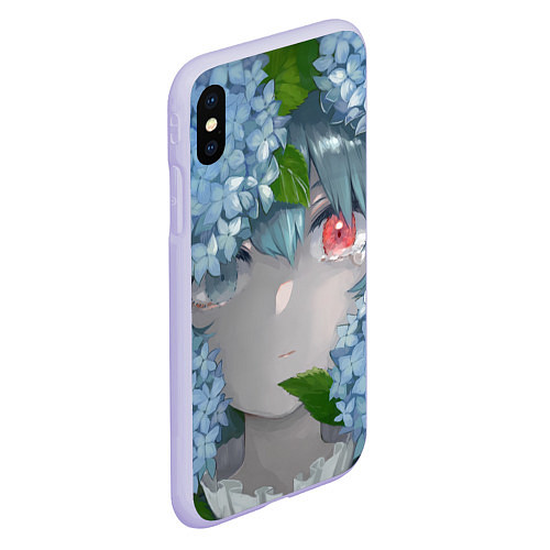 Чехол iPhone XS Max матовый Touhou Project Когаса Татара слёзы на глазах / 3D-Светло-сиреневый – фото 2