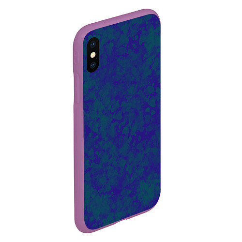 Чехол iPhone XS Max матовый Камуфляж синий с зелеными пятнами / 3D-Фиолетовый – фото 2