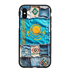 Чехол iPhone XS Max матовый Пэчворк джинсы в Казахстане