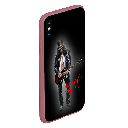 Чехол iPhone XS Max матовый Слэш музыкант группы Guns N Roses / 3D-Малиновый – фото 2