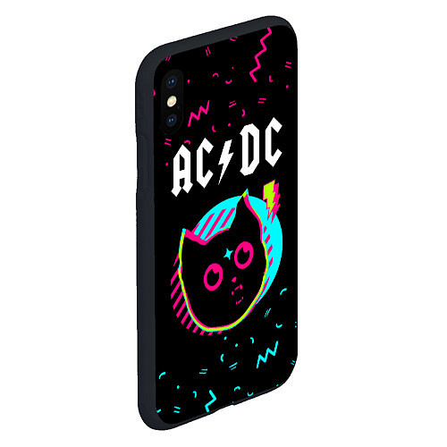 Чехол iPhone XS Max матовый AC DC - rock star cat / 3D-Черный – фото 2