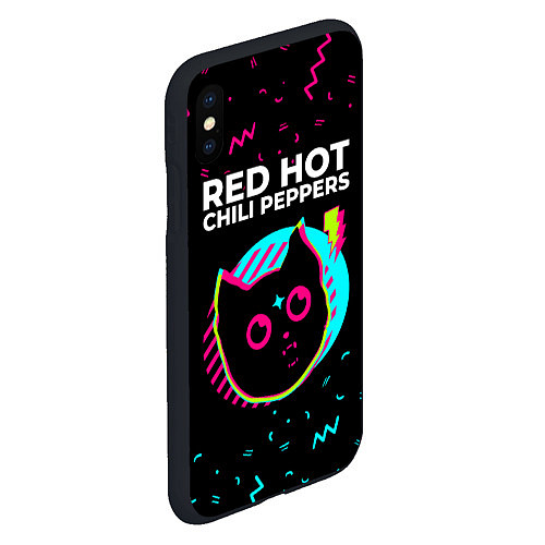 Чехол iPhone XS Max матовый Red Hot Chili Peppers - rock star cat / 3D-Черный – фото 2