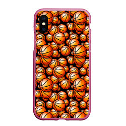 Чехол iPhone XS Max матовый Баскетбольные мячики, цвет: 3D-малиновый