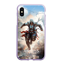 Чехол iPhone XS Max матовый Assassins creed паркур, цвет: 3D-светло-сиреневый