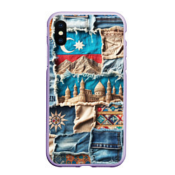 Чехол iPhone XS Max матовый Пэчворк джинсы в Азербайджане