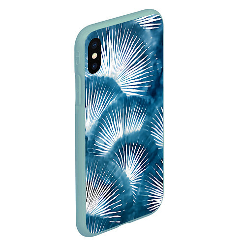 Чехол iPhone XS Max матовый Японский шибори абстракция / 3D-Мятный – фото 2