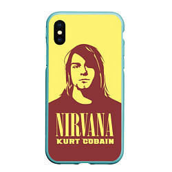 Чехол iPhone XS Max матовый Kurt Cobain Nirvana, цвет: 3D-мятный