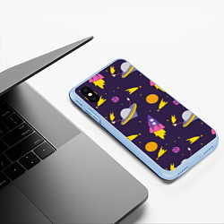 Чехол iPhone XS Max матовый Космические приключения, цвет: 3D-голубой — фото 2