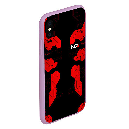 Чехол iPhone XS Max матовый Mass Effect - Red armor / 3D-Сиреневый – фото 2