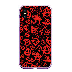 Чехол iPhone XS Max матовый Узор анархия красный, цвет: 3D-сиреневый
