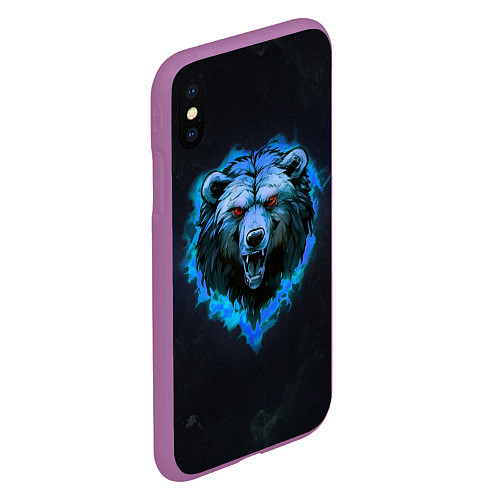 Чехол iPhone XS Max матовый Пылающая эмблема медведя / 3D-Фиолетовый – фото 2