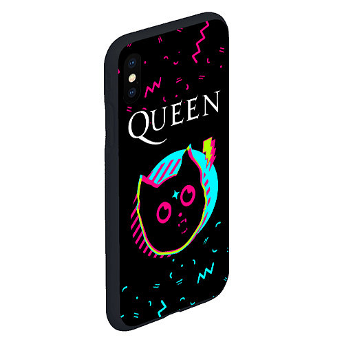 Чехол iPhone XS Max матовый Queen - rock star cat / 3D-Черный – фото 2