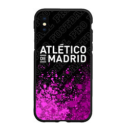 Чехол iPhone XS Max матовый Atletico Madrid pro football посередине, цвет: 3D-черный