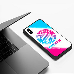 Чехол iPhone XS Max матовый Bayern neon gradient style, цвет: 3D-черный — фото 2