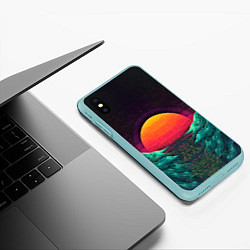 Чехол iPhone XS Max матовый Пиксельный ретро закат, цвет: 3D-мятный — фото 2