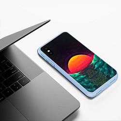 Чехол iPhone XS Max матовый Пиксельный ретро закат, цвет: 3D-голубой — фото 2