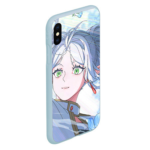 Чехол iPhone XS Max матовый Sousou no Frieren Фрирен beautiful smile / 3D-Голубой – фото 2