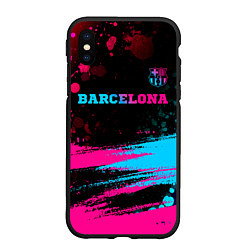 Чехол iPhone XS Max матовый Barcelona - neon gradient посередине, цвет: 3D-черный