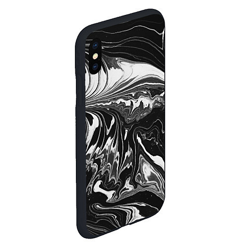 Чехол iPhone XS Max матовый Абстрактный мрамор монохром / 3D-Черный – фото 2