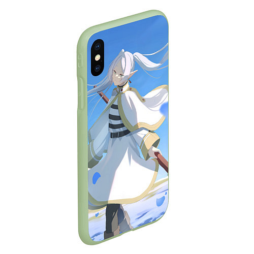 Чехол iPhone XS Max матовый Sousou no Frieren Фрирен beautiful smile / 3D-Салатовый – фото 2