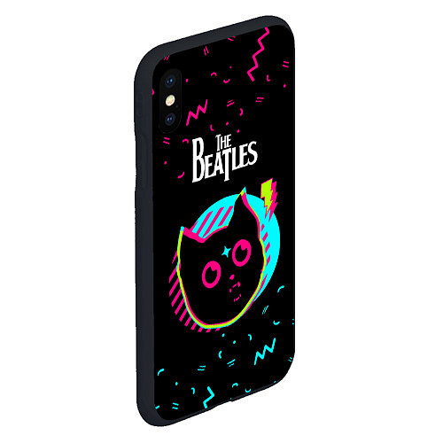 Чехол iPhone XS Max матовый The Beatles - rock star cat / 3D-Черный – фото 2