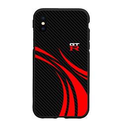 Чехол iPhone XS Max матовый GTR Nissan - Carbon and red