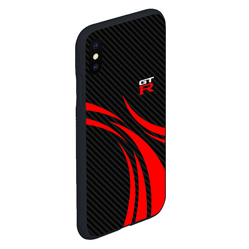 Чехол iPhone XS Max матовый GTR Nissan - Carbon and red / 3D-Черный – фото 2