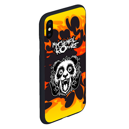 Чехол iPhone XS Max матовый My Chemical Romance рок панда и огонь / 3D-Черный – фото 2