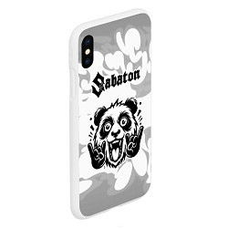 Чехол iPhone XS Max матовый Sabaton рок панда на светлом фоне, цвет: 3D-белый — фото 2
