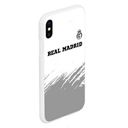 Чехол iPhone XS Max матовый Real Madrid sport на светлом фоне посередине, цвет: 3D-белый — фото 2
