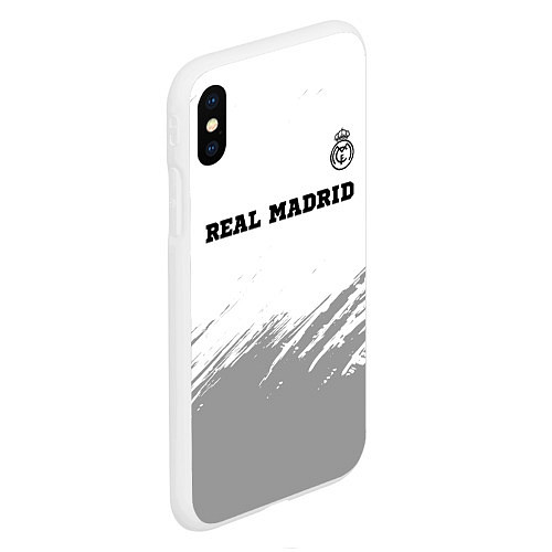 Чехол iPhone XS Max матовый Real Madrid sport на светлом фоне посередине / 3D-Белый – фото 2